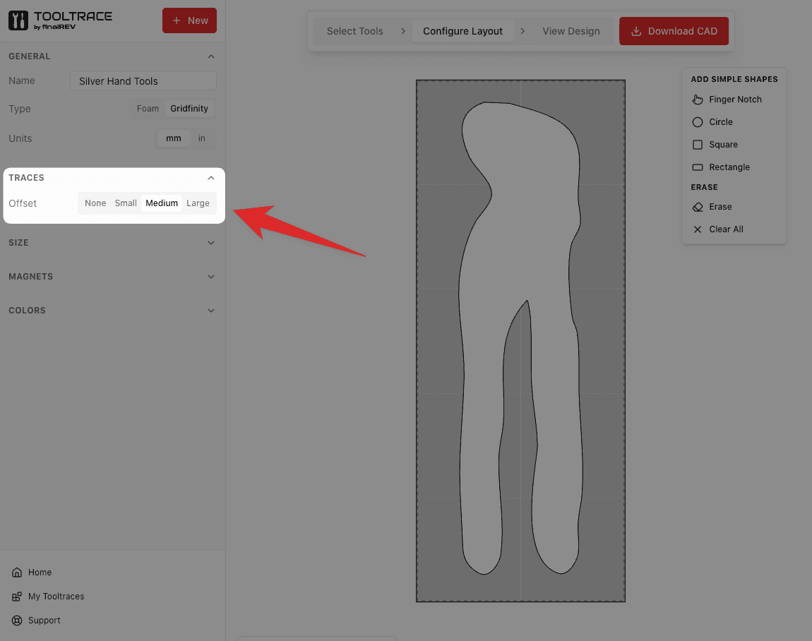 Offset distance options